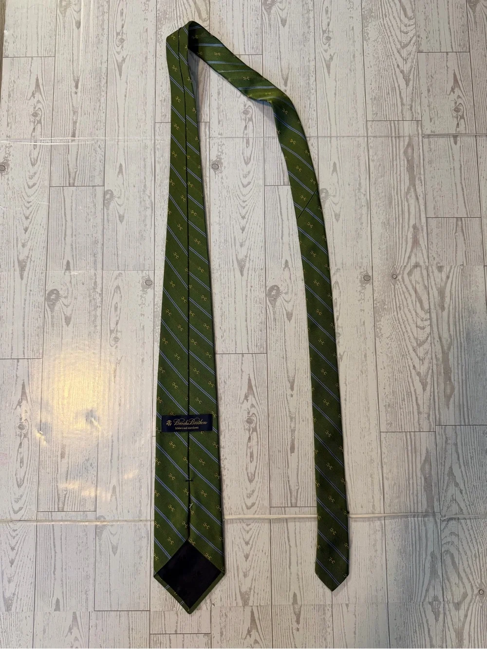 Brooks Brothers, Silk, Striped Horsebit Neck Tie, Green